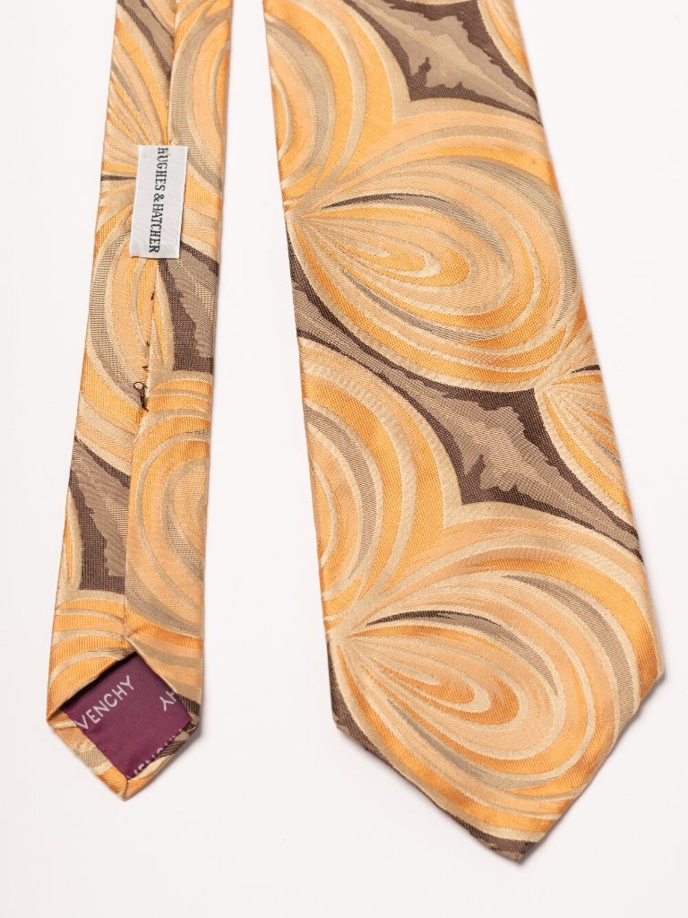 VTG Givenchy Gentlemen Paris 100% Silk Orange Brown Multi Swirl Artsy 70s Tie